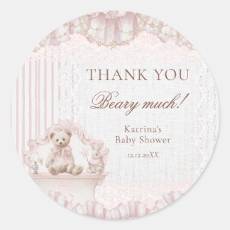 Sticker Rond Teddy Bear Nursery Theme Baby Shower Thank you