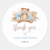 Sticker Rond Teddy Bear Pampas Grass Baby Merci (Devant)