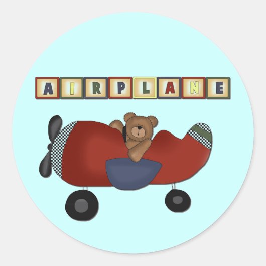 Sticker Rond Teddy Bear Pilote Tshirts et cadeaux (Devant)