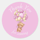 Sticker Rond Teddy Bear Pink merci (Devant)