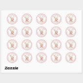 Sticker Rond Teddy Bear Pomme En vichy Baby shower Merci (Feuille)