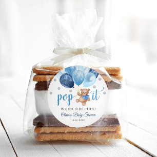 Sticker Rond Teddy Bear Pop It Baby shower Faveurs Cadeau