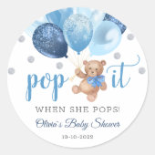 Sticker Rond Teddy Bear Pop It Baby shower Faveurs Cadeau (Devant)