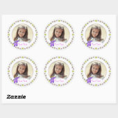 Sticker Rond Teddy Bear Princesse Anniversaire Photo personnali (Feuille)