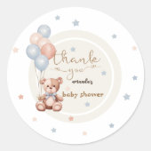 Sticker Rond Teddy Bear Russe Baby shower Merci (Devant)