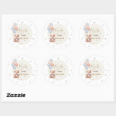 Sticker Rond Teddy Bear Russe Baby shower Merci (Feuille)