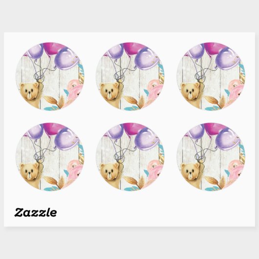 Sticker Rond Teddy Bear Rustic (Feuille)