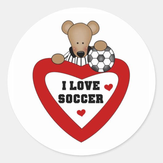 Sticker Rond Teddy Bear Soccer Heart (Devant)