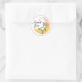 Sticker Rond Teddy Bear sur Crescent Moon Merci (Sac)