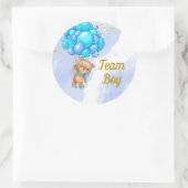 Sticker Rond Teddy Bear Team Boy Gender Revevela Party (Sac)