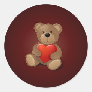 Sticker Rond Teddy Bear Valentine