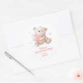 Sticker Rond Teddy Bear Valentine personnalisée (Enveloppe)