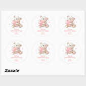 Sticker Rond Teddy Bear Valentine personnalisée (Feuille)