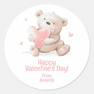 Sticker Rond Teddy Bear Valentine personnalisée