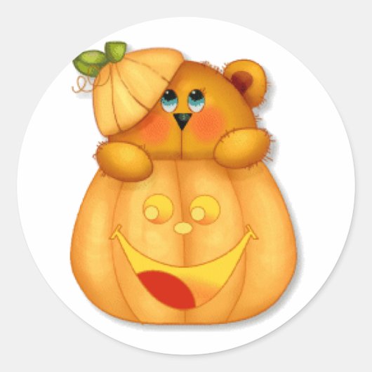 Sticker Rond Teddy Citrouille (Devant)