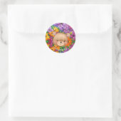 Sticker Rond Teddy Ours Fleurs Filles Merci (Sac)