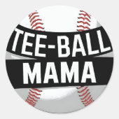 Sticker Rond Tee-Ball Mama Drôle Teeball Maman (Devant)