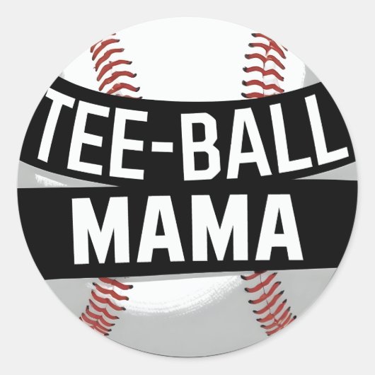 Sticker Rond Tee-Ball Mama Drôle Teeball Maman (Devant)