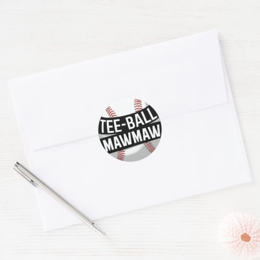 Sticker Rond Tee-Ball Mamaw Funny Teeball Grandma (Enveloppe)