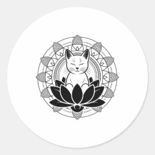 Sticker Rond Tee de méditation de pleine conscience Fleur de Lo