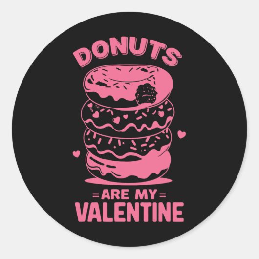 Sticker Rond Tee Donut de la Saint-Valentin Donut Sucrerie Sont (Devant)