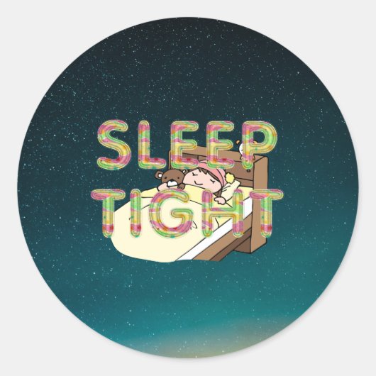 Sticker Rond TEE Joli slogan de sommeil (Devant)
