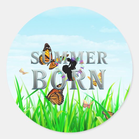 Sticker Rond TEE Né en été (Devant)