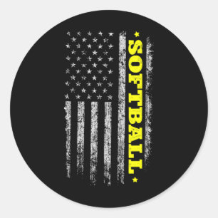 Sticker Rond Tee shirt doux drapeau États-Unis 4 juillet fête d