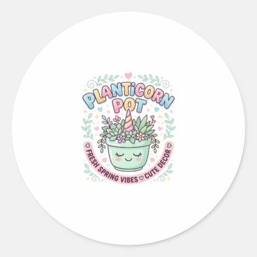 Sticker Rond Tee-shirt graphique design graphique Pot Licorne P (Devant)