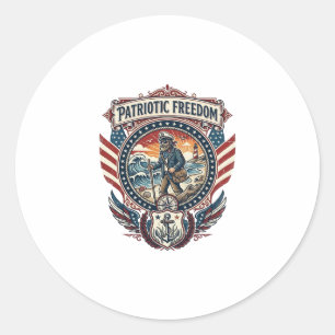 Sticker Rond Tee-shirt graphique vectoriel Patriotic Beachcombe