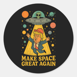 Sticker Rond Tee-shirt humour espace Ufo Trump enlèvement Alien