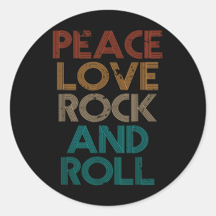 Sticker Rond Tee-shirt Peace Love Rock N Roll Rock de groupe vi