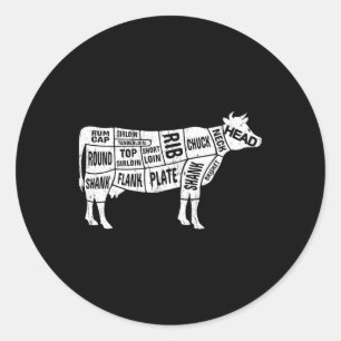 Sticker Rond Tee - shirts du boucher de vache