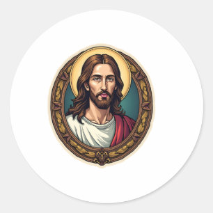 Sticker Rond Tee vintage gravure sceau rédempteur Jésus
