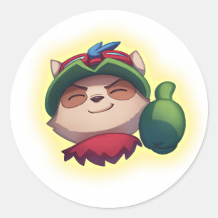 Sticker Rond Teemo League de légendes pouces vers le haut migno