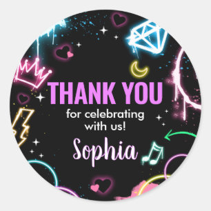 Sticker Rond Teenager Neon treizième anniversaire