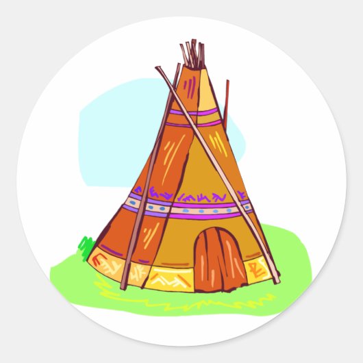 Sticker Rond Teepee amérindienne (Devant)