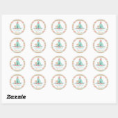 Sticker Rond TeePee Boho Tribal Aztec Favor Cadeau Merci (Feuille)