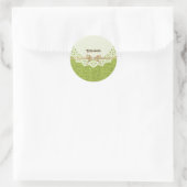 Sticker Rond Teint blanc avec dentelle et burla vert citron (Sac)