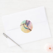 Sticker Rond Teintes pastel mignonnes colibri en vol (Enveloppe)