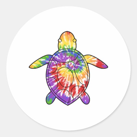 Sticker Rond Teinture à cravate de tortue de mer (Devant)