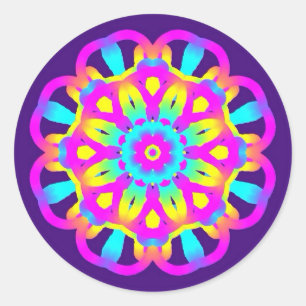 Sticker Rond Teinture pourpre, rose et jaune