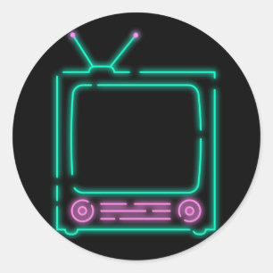 Sticker Rond Télé Neon