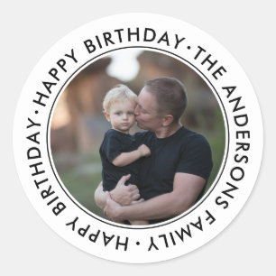 Sticker Rond télécharger une photo personnalisée Joyeux Anniver