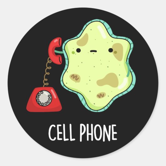 Sticker Rond Téléphone cellulaire drôle Biologie Science Pun Da (Devant)