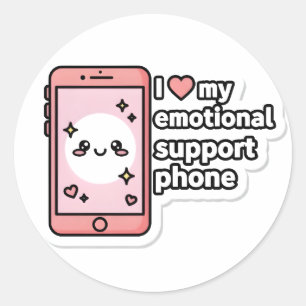 Sticker Rond Téléphone de support émotionnel
