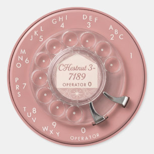 Sticker Rond Téléphone Rétro Rose Cadran Rotatif