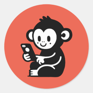 Sticker Rond Téléphone singe