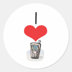 Sticker Rond Téléphones cellulaires I Heart (Love)