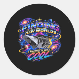 Sticker Rond Telescope spatial Roman trouvant de nouveaux monde